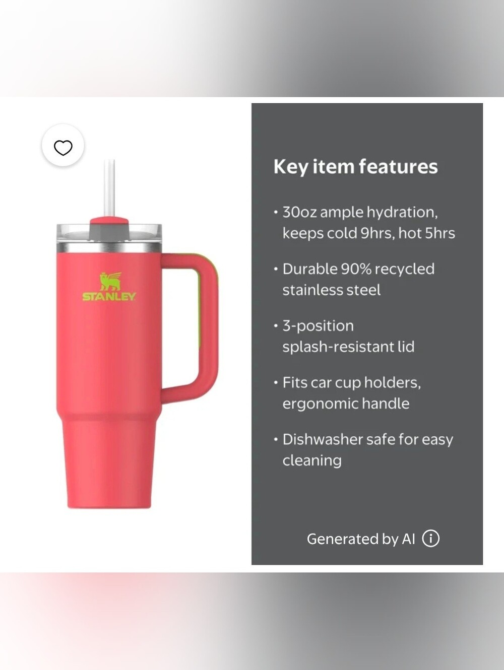 Stanley Quencher Flowstate 30oz Hibiscus Stainless Steel Tumbler #1417 - Picture 6 of 9